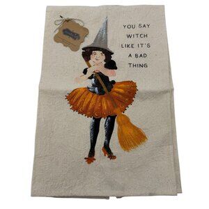 Mud Pie retro inspired Witch kitchen tea towel witch like it's a bag thing Hallo